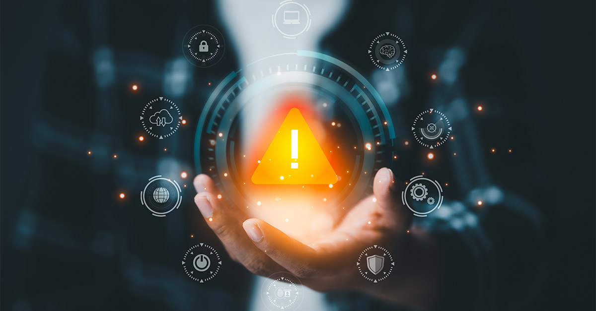 Abstract compliance warning image representing key healthcare regulatory and compliance risk areas