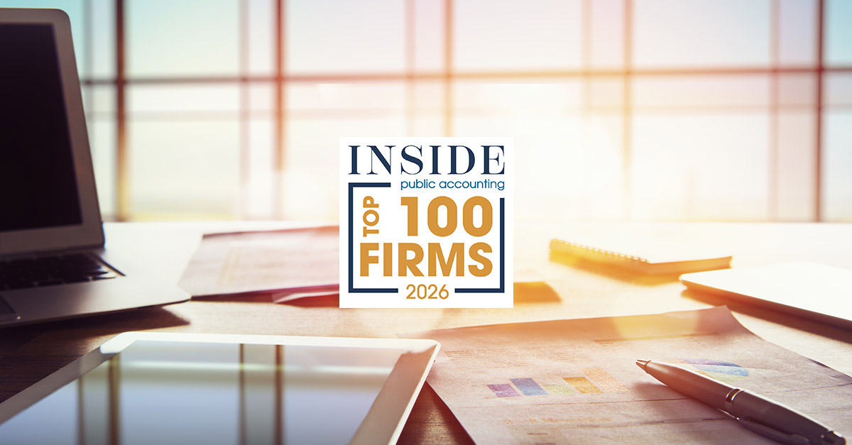 INSIDE Public Accounting Top 100 Firms 2026 award recognizing PYA for its 11th consecutive year as a Top 100 CPA and advisory firm
